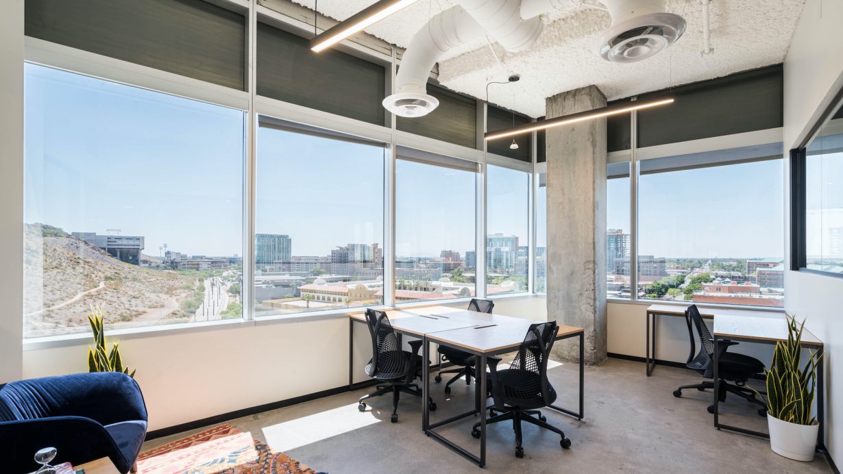 A private corner office overlooking downtown Tempe.