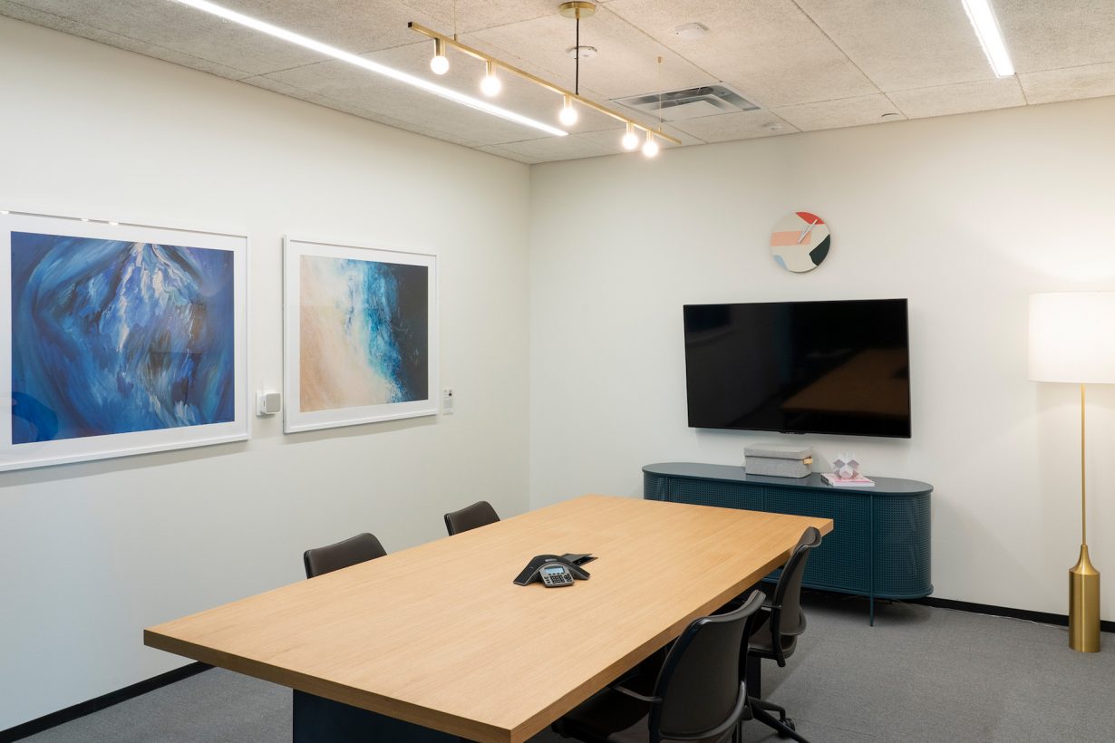 Conference rooms have A/V-equipment so members can easily connect with remote teammates.