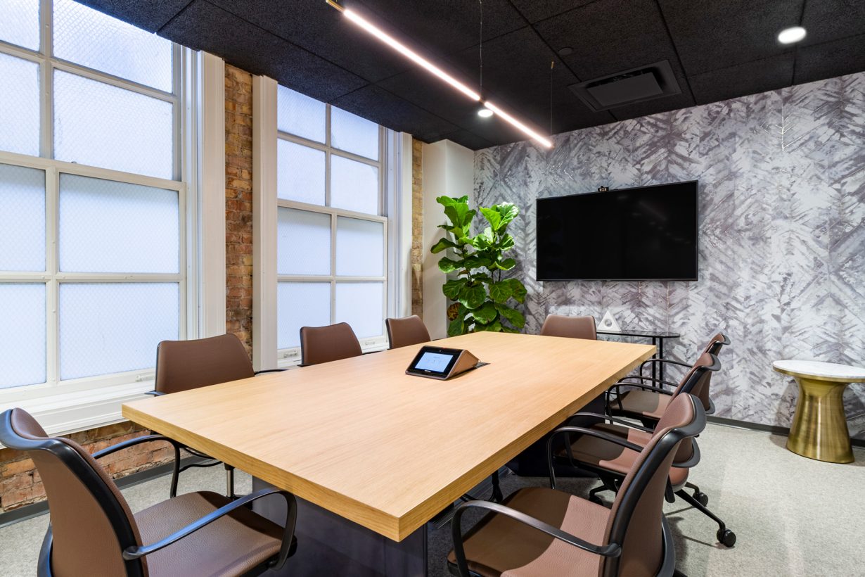 Members can book conference rooms with A/V equipment to easily connect with remote teammates.