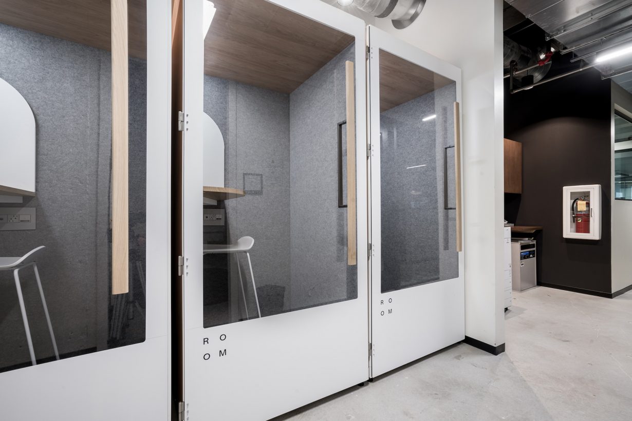 Soundproof phone booths are the perfect place to take a private call or work independently.