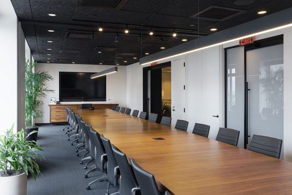 Conference rooms of various sizes come with whiteboards, A/V equipment, and other amenities.