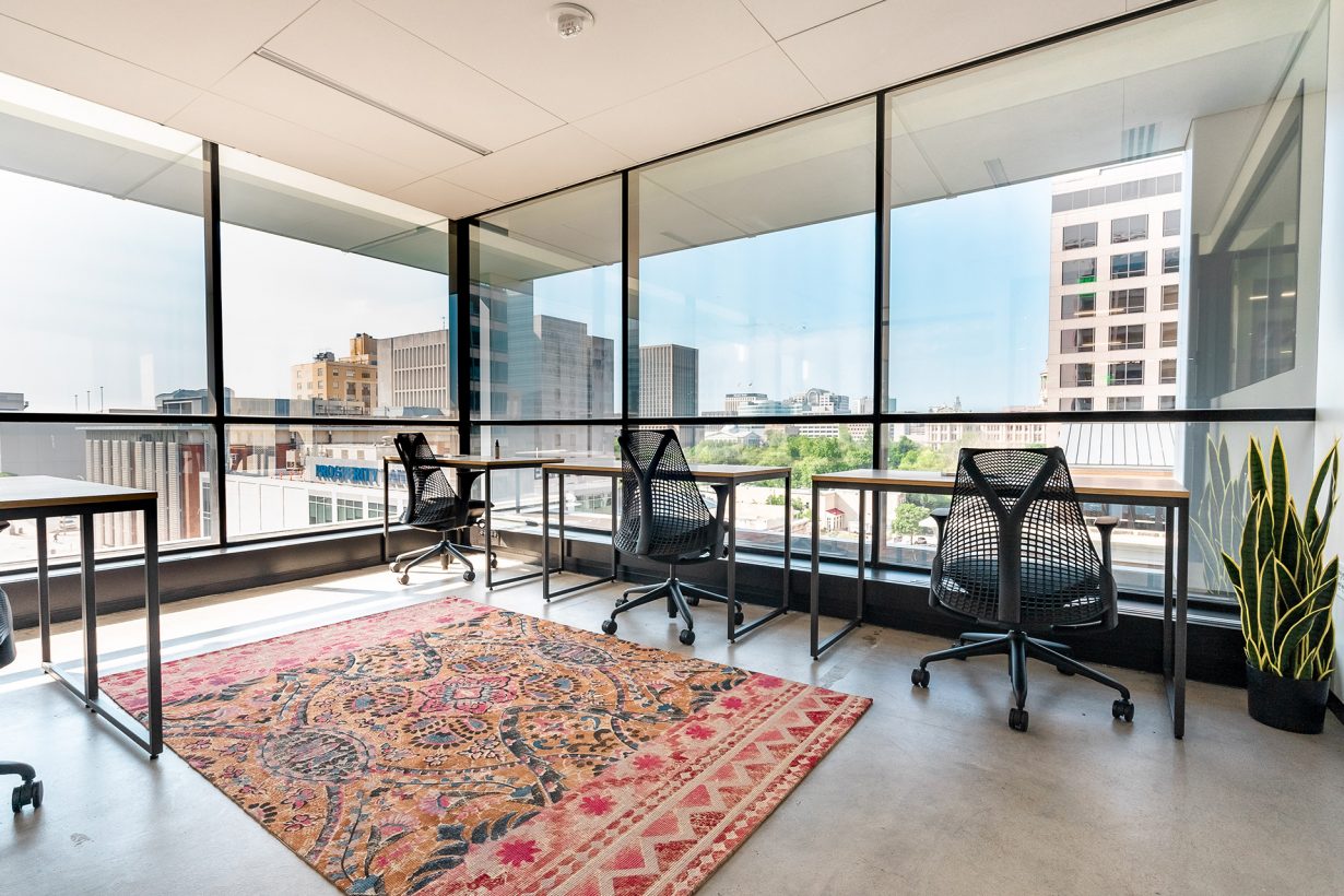 Offices and suites at Industrious 9th and Congress overlook downtown Austin.